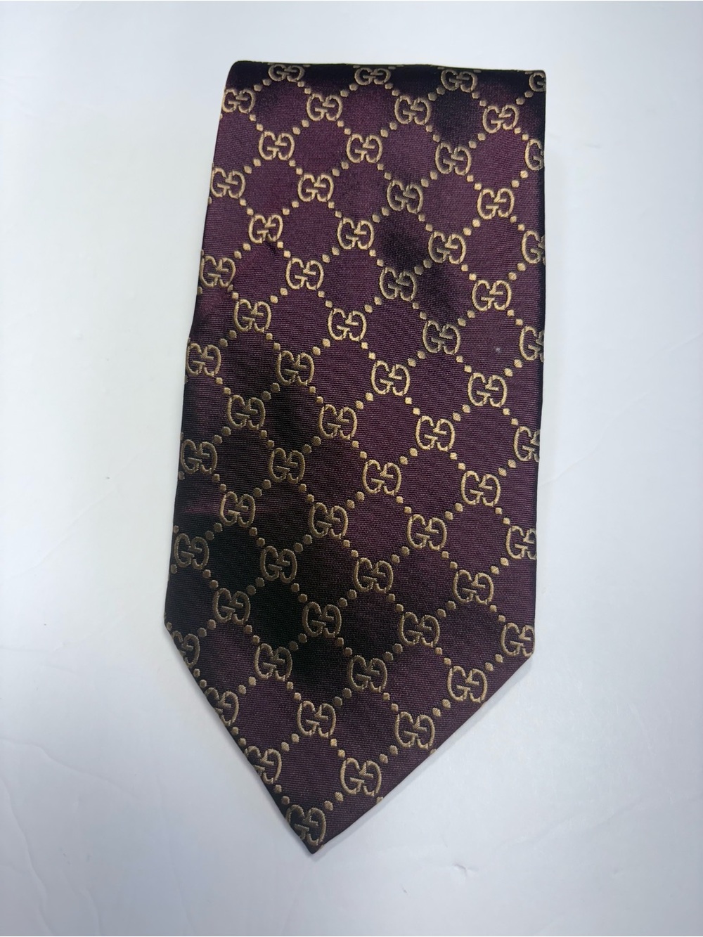 Gucci Burgundy GG Pattern Silk Tie